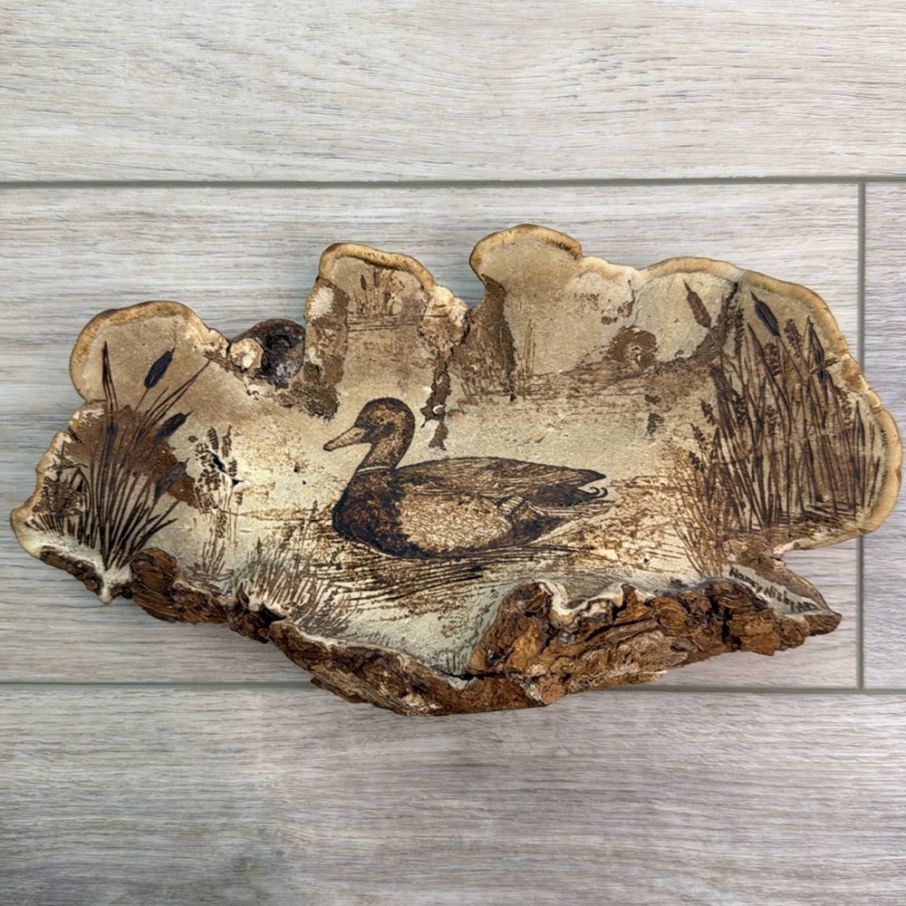 Carved Conk Shelf Mushroom Art Duck Cabin Cottagecore Rustic Decor  Pyrography‎